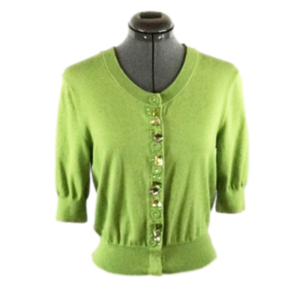Apt 9 Beautiful Bright Like Green Cardigan Sweater with Bling Buttons Size S
